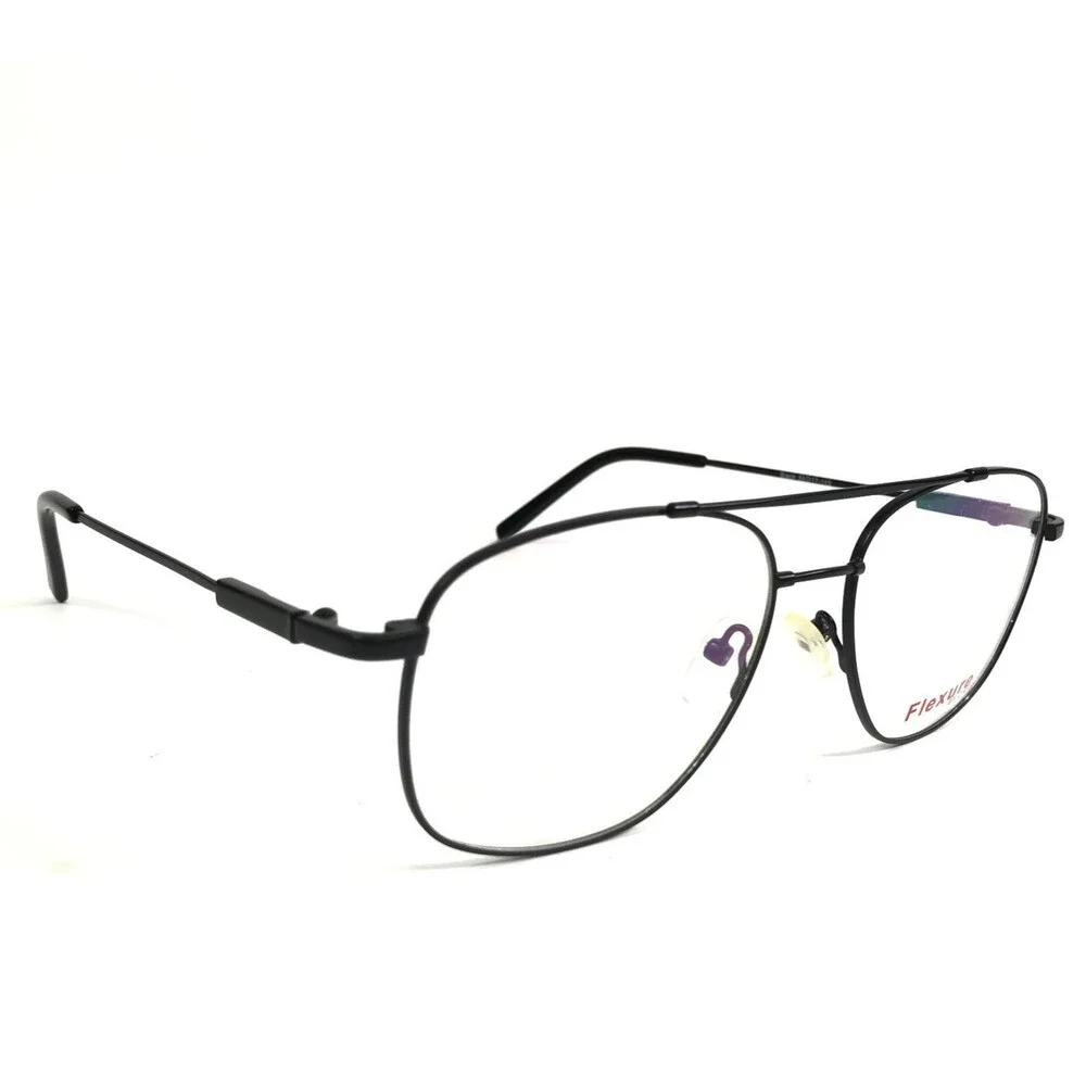 Flexure by Capri Eyeglasses Frames FX10 Black Aviator Wire Rim 55-17-145